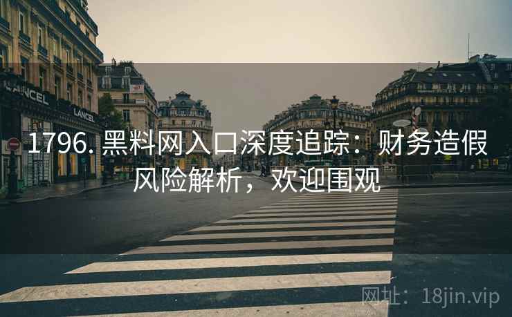 1796. 黑料网入口深度追踪：财务造假风险解析，欢迎围观